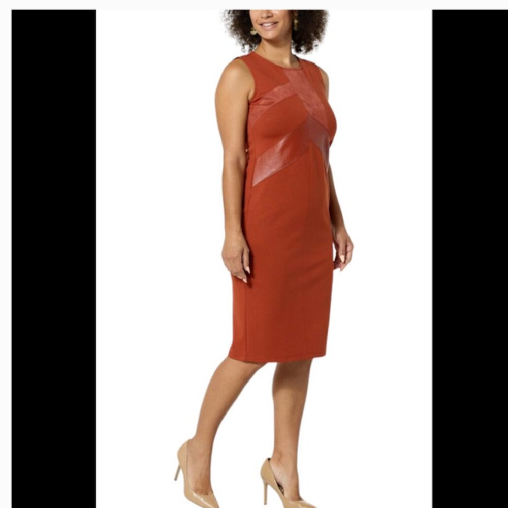 Colleen Lopez sleeveless rust dress faux leather 1X